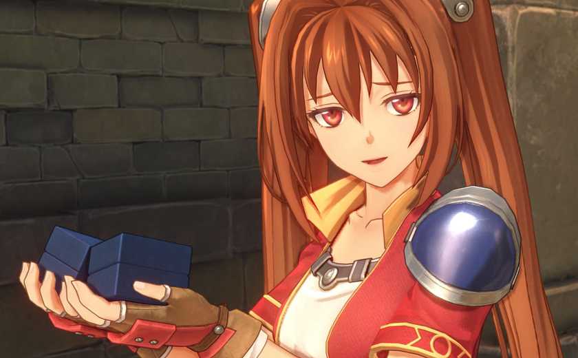 A Trails in the Sky 1st Chapter remake screenshot showing Estelle Bright holding two boxes